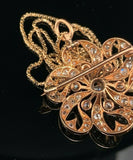 14k Gold 1.5 Carat Mine Cut Genuine Natural Diamond Rosette Pin Pendant (#J5458)