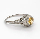 Filigree 18k Gold Art Deco .68ct Yellow Genuine Natural Sapphire Ring (#J4833)