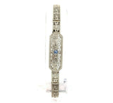 10k White Gold Art Deco Genuine Natural Sapphire Filigree Bracelet (#J5535)