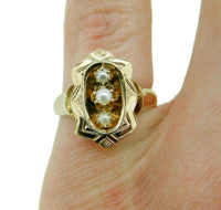 14k Yellow Gold Victorian Cultured Pearl Ring (#J4696)