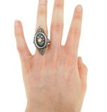 Sterling Pietra Dura Filigree Flower Ring Jewelry (#J4247)