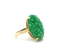 14k Yellow Gold Chinese Export Carved Jade Ring (#J5416)
