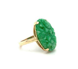 14k Yellow Gold Chinese Export Carved Jade Ring (#J5416)