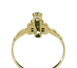 10k Yellow Gold Victorian Genuine Natural Aquamarine and Moonstone Ring (#J4649)