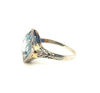 10k White Gold Filigree 1.58 Carat Genuine Natural Aquamarine Ring (#J5269)
