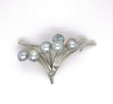 Vintage Sterling Blue Akoya Cultured Pearl Pin (#J5410)