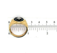 14k Yellow Gold Men's Genuine Natural Black Onyx and Diamond Ring (#J5550)