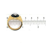 14k Yellow Gold Men's Genuine Natural Black Onyx and Diamond Ring (#J5550)
