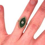 10k Yellow Gold Deco Genuine Natural Chrysoprase and Diamond Ring (#J4889)