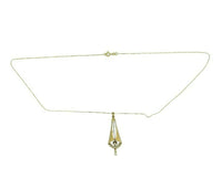 10k Yellow Gold Diamond and Pearl Lavaliere Pendant (#J4761)