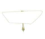 10k Yellow Gold Diamond and Pearl Lavaliere Pendant (#J4761)