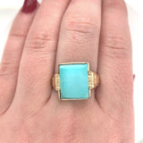 10k Yellow Gold 4.67ct Genuine Natural Turquoise Men's Ring Size 11.25 (#J6137)