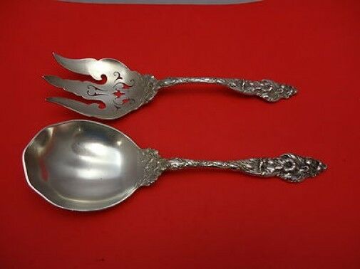 Les Six Fleurs by Reed & Barton Sterling Silver Salad Serving Set 9 1/2" 2pc