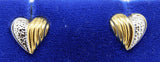 14k Yellow and White Gold Heart Stud Earrings Jewelry (#J4441)