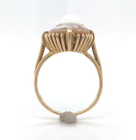 10k Yellow Gold Genuine Natural Shell Cameo Ring Carved with a Rose (#J6216)