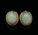 14k Yellow Gold Genuine Natural Opal Stud Earrings with Lots of Color! (#J6442)