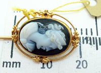10K Gold Oval Stone Genuine Natural Cameo Stick Pin (#C2668)