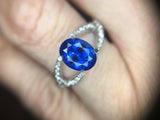 18K Gold Ring with a Fine Blue 2.38ct Oval Genuine Natural Sapphire (#J533)