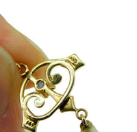 14k Yellow Gold Lavaliere Pendant Blue Sapphire and Pearls (#J4802)