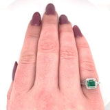 14k White Gold Art Deco .68ct Genuine Natural Emerald Filigree Ring (#J5652)