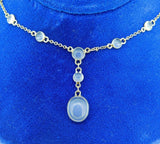 18k Yellow Gold 7ct Genuine Natural Moonstone Drop Necklace Pendant (#J4568)