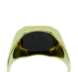 10k Yellow Gold Men's Genuine Natural Onyx Ring Hand Engraved (#J4700)