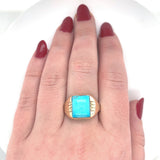 14k Yellow Gold Men's 4.22ct Genuine Natural Turquoise Ring Size 11.75 (#J6136)