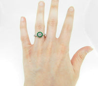 14k White Gold Genuine Natural Diamond Ring with Emerald Halo (#J5058)