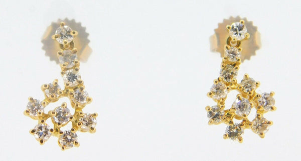 14k Yellow Gold 1 Carat Total Weight Genuine Natural Diamond Drop Earrings #J656