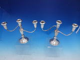 Old French By Amston Sterling Silver Candelabra pair 3-light #616 (#4018)