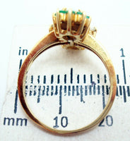 Ravishing 14k Gold Ring with Genuine Natural Pear Opals and Emeralds (#J411)