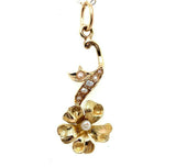 10K Yellow Gold Seed Pearl Flower Lavaliere Pendant (#J5542)