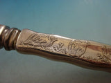 Lap Over Edge Acid Etched by Tiffany Sterling Silver Dinner Knife w/ Grouse