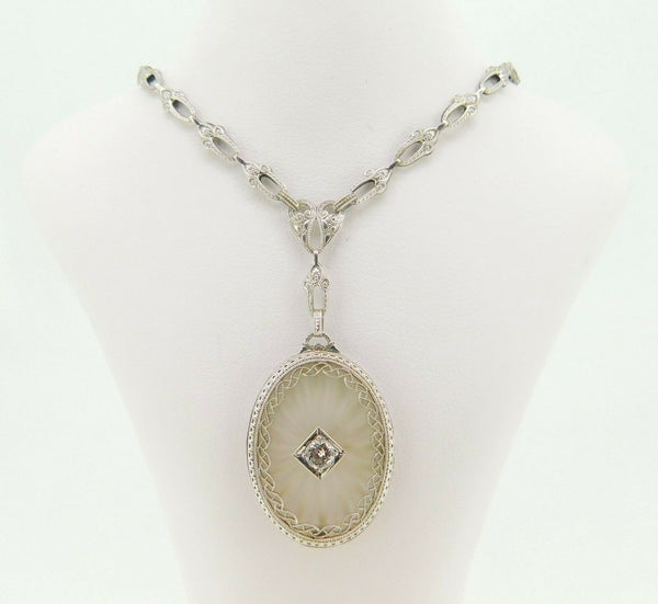 10k Oval Genuine Natural Crystal Quartz Necklace with Cast Chain (#J4090)