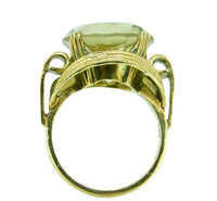 14k Yellow Gold Retro Large Genuine Natural Smoky Quartz Ring (#J4529)