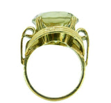 14k Yellow Gold Retro Large Genuine Natural Smoky Quartz Ring (#J4529)