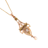 10k Yellow Gold Lavaliere Pendant .15ct Diamond and Pearls (#J4820)