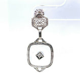 14k White Gold Art Deco Genuine Natural Rock Crystal Quartz Earrings (#J5504)