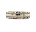 14k White Gold Wide Engraved Wedding Band Ring Size 8.5 Jewelry (#J5895)