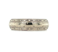 14k White Gold Wide Engraved Wedding Band Ring Size 8.5 Jewelry (#J5895)