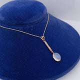 10k Yellow Gold Victorian Moonstone and Seed Pearl Lavaliere Jewelry (#J5627)