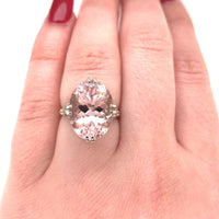 14k Gold Large 8.77ct Pink Genuine Natural Morganite Filigree Ring (#J5763)