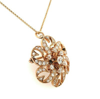 14k Gold 1.5 Carat Mine Cut Genuine Natural Diamond Rosette Pin Pendant (#J5458)