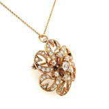 14k Gold 1.5 Carat Mine Cut Genuine Natural Diamond Rosette Pin Pendant (#J5458)