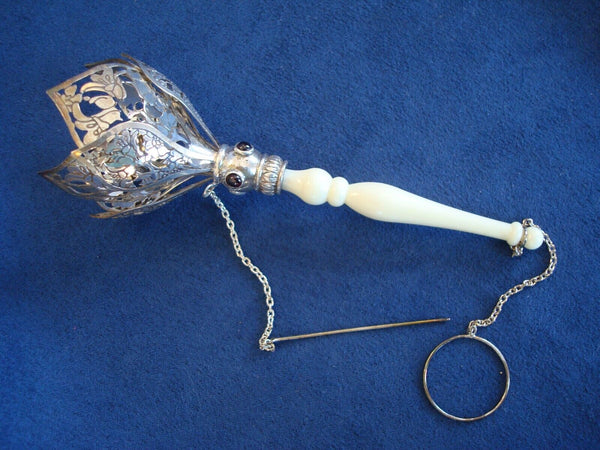 Silverplate Garnets Eight Petal Tussie Mussie Posey Posy Holder (#J1215)