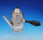 Danish Sterling Silver Chocolate Pot w/ Wood Handle Swag Ribbon Motif (#3583)