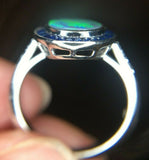 18k Gold 1.07 Carat Genuine Natural Australian Black Opal and Sapphire (#J5302)