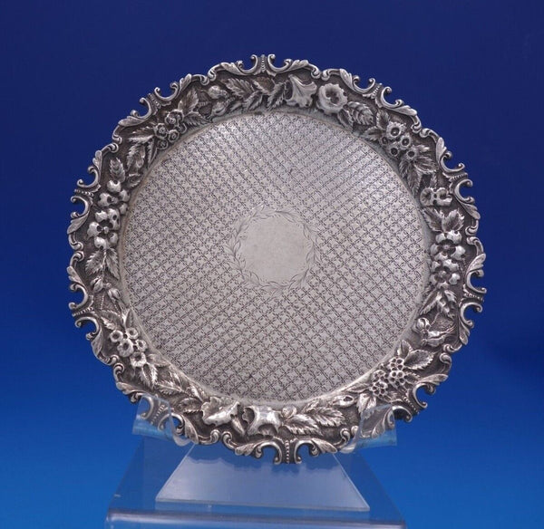 Repousse by Kirk Sterling Silver Tray Round w/ Rococo Border 925/1000 #8 (#7002)