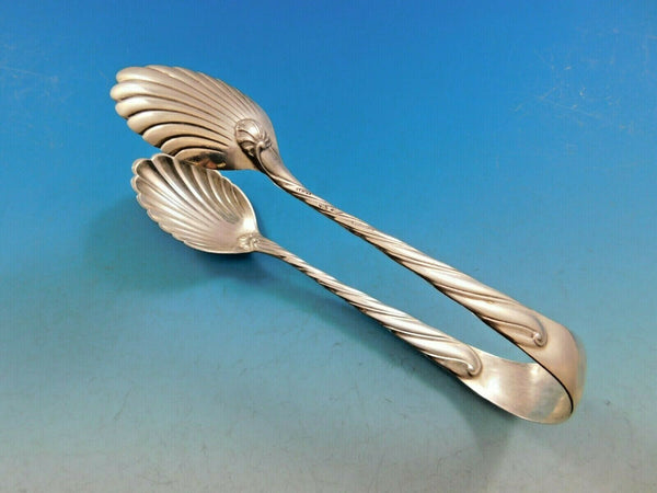 Torchon by Buccellati Italy Sterling Silver Ice Serving Tongs Shell Bowls 6"