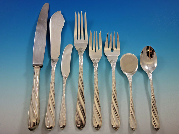 Torchon by Buccellati Italy Sterling Silver Dinner Flatware Set Service 84 pcs